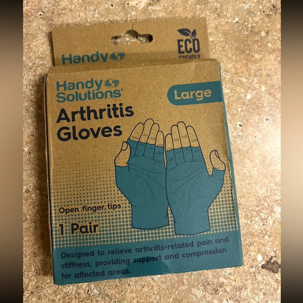 NEW Handy Solutions Fingerless Compression Gloves for Arthritis size: L 2 pairs